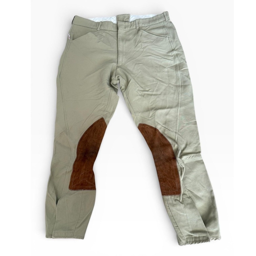 Wellington Collection English Riding Breeches Tan Suede Knee 36‎ USA